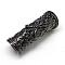 Rack Plating Brass Micro Pave Cubic Zirconia Beads, Long-Lasting Plated, Cadmium Free & Lead Free, Curved Tube Beads, Curved Tube Noodle Beads, Large Hole Beads, Gunmetal, 28.5x8.5~10mm, Hole: 6.5mm