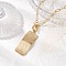 304 Stainless Steel Wood Grain Textured Rectangle Pendant Necklaces, Brass Paperclip Chain Necklaces, Real 18K Gold Plated, 19.49 inch(49.5cm)