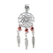 Alloy Pendant, with Plastic Evil Eye Bead, Flat Round with Evil Eye, Antique Silver, 82mm, Hole: 4.5mm