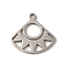 Non-Tarnish 201 Stainless Steel Pendants, Laser Cut, Fan with Sun Charm, Stainless Steel Color, 17x17.5x1mm, Hole: 1.5mm