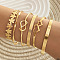 6Pcs 6 Styles Alloy Bangles, Stackable Bangle Set for Women, Golden, Diameter: 67~71mm