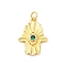 Brass Micro Pave Cubic Zirconia Pendants, Cadmium Free & Lead Free, Hamsa Hand with Evil Eye Charms, with Jump Ring, Real 16K Gold Plated, 21.5x15.5x2.5mm, Hole: 3.5mm