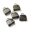 Natural Dragon Blood Jasper Brass Pendants, Platinum, Bag, 27.5x25x10mm, Hole: 6mm