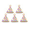 Alloy Enamel Pendants, Cadmium Free & Lead Free, Light Gold, Triangle, Lilac, 17x15x1.5mm, Hole: 1.8mm