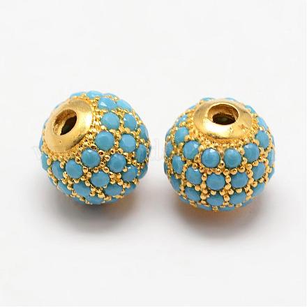 Круглые латунные микро проложить кубического циркония бусы ZIRC-L053-25G-1