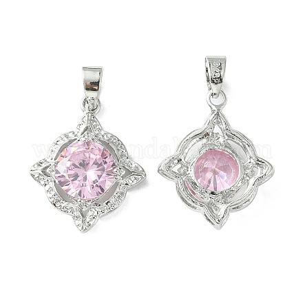 Латунные подвески из розового кубического циркония с микропаве KK-L208-02P-1
