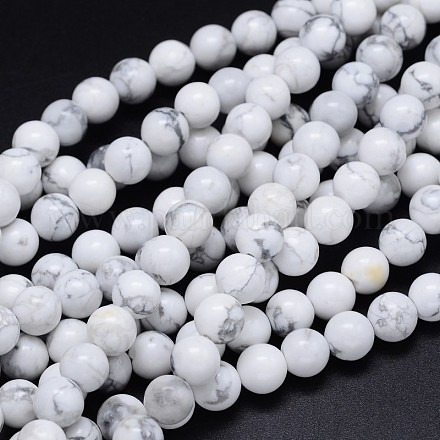 Круглый природных Howlite шарик нити G-F222-14-12mm-1