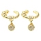 Rack Plating Brass Micro Pave Cubic Zirconia Cuff Earring, Cadmium Free & Lead Free, Long-Lasting Plated, Real 18K Gold Plated, 15.5x4x17.5mm