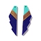 Opaque Resin & Walnut Wood Big Pendants, Jagged Shape Charms, Dark Blue, 53x14x3mm, Hole: 2mm
