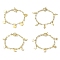 Golden 304 Stainless Steel Charm Bracelets with Brass Paperclip Chains, Mixed Shapes, 7-1/2~7-5/8 inch(19.2~19.3cm)