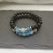 Natural Lava Rock & Frosted Stone Round Beads Stretch Bracelet Set Women, with Weathering Agate Beads