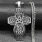 Viking 201 Stainless Steel Black Enamel Box Chain Trinity Knot Cross Pendant Necklaces for Men, Stainless Steel Color, 19.49 inch(49.5cm)