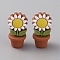 Sunflower Flowerpot Food Grade Eco-Friendly Silicone Beads, Sienna, 30x15x14mm, Hole: 2mm