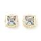 Brass Micro with Single Light Sky Blue Zirconia Beads, Cadmium Free & Nickel Free & Lead Free, Square, Real 18K Gold Plated, 8x8x5mm, Hole: 1.8mm