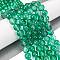 Frosted Transparent Glass Bead Strands, with Gold Powder, Round, Medium Sea Green, 10mm, Hole: 1mm, about 84pcs/strand, 31.50''(80cm)