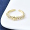 Brass Micro Pave Clear Cubic Zirconia Open Cuff Rings for Women, Cadmium Free & Lead Free, Cross, Real 16K Gold Plated, Inner Diameter: US Size 7 1/4(17.5mm)