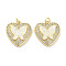 Brass Micro Pave Clear Cubic Zirconia Pendants, Cadmium Free & Lead Free, with Synthetic Opal and Jump Rings, Real 18K Gold Plated, Heart with Butterfly Charms, White, 18.5x18x4.5mm, Hole: 3mm