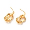 Brass Stud Earring Findings, with 925 Sterling Silver Pins, for Half Drilled Beads, Cadmium Free & Nickel Free & Lead Free, Real 18K Gold Plated, 22mm, Pin: 12x0.8mm and 1mm(for Half Drilled Beads)