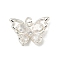Brass Micro Pave Clear Cubic Zirconia Pendants, Cadmium Free & Nickel Free & Lead Free, with Jump Rings, Butterfly, 925 Sterling Silver Plated, 12x17.5x4mm, Hole: 2mm