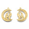 Ion Plating(IP) 201 Stainless Steel Pendants, Moon with Woman, Real 18K Gold Plated, 31x22x2mm, Hole: 2mm