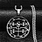 201 Stainless Steel Hollow Cut Demon Seal Sigil Pendant Necklaces, Flat Round, Stainless Steel Color, 19.72 inch(50.1cm)