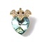 Real 18K Gold Plated Rack Plating Brass Micro Pave Clear Cubic Zirconia Pendants, with Glass, Long-Lasting Plated, Cadmium Free & Lead Free, Bat with Heart Charm, Pale Turquoise, 18x14x9.5mm, Hole: 5x3mm