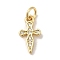 Brass Micro Pave Cubic Zirconia Charms, Cadmium Free & Nickel Free & Lead Free, Real 18K Gold Plated, Cross Charms, Clear, 14x7.5x1.5mm, Hole: 3mm
