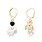 Enamel Spaceman Dangle Leverback Earrings, Brass Jewelry for Women, Cadmium Free & Nickel Free & Lead Free, Real 18K Gold Plated, 32mm, Pin: 1mm