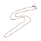 Brass Venetian Chain, Box Chain Necklaces, with Lobster Claw Clasps and Slider Beads, Long-Lasting Plated, Rose Gold, 17.71 inch(45cm), 0.8mm