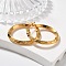 Ion Plating(IP) 304 Stainless Steel Hoop Earrings, Textured, Golden, 27x26x3mm, Pin: 1.2x0.7mm