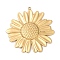 304 Stainless Steel Pendants, Ion Plating(IP), Sunflower Charm, Real 18K Gold Plated, 45x44.5x4mm, Hole: 2mm