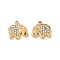 304 Stainless Steel Rhinestone Pendants, Elephant Charms, Ion Plating(IP), Real 18K Gold Plated, 11.5x12x2mm, Hole: 1.5mm