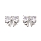 Brass Micro Pave Clear Cubic Zirconia Charms, Cadmium Free & Nickel Free & Lead Free, Long-Lasting Plated, Bowknot, Platinum, 9.5x12x3.5mm, Hole: 1mm