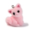 Flocking Opaque Resin Pendants, with Platinum Tone Iron Loops, Fox Charms, Pink, 27.5x21.5x15mm, Hole: 1.8mm