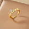 Brass Micro Pave Cubic Zirconia Adjustable Cuff Open Rings for Women, Golden & Silver, 21x8mm