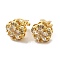 Rack Plating Real 18K Gold Plated Brass Sunflower Clip-on Earrings, with Cubic Zirconia and Glass, Long-Lasting Plated, Lead Free & Cadmium Free, Clear, 11.5x11.5x16mm