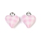 Handmade Polymer Clay Charms, Heart, with Platinum Tone Iron Loops, Pearl Pink, 13x10x6mm, Hole: 2mm