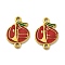 304 Stainless Steel Dark Red Enamel Fruit Connector Charms, Ion Plating(IP), Real 18K Gold Plated, 18x12.5x1.5mm, Hole: 1.2mm