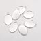 Brass Pendant Cabochon Settings, Milled Edge Bezel Cups, DIY Findings for Jewelry Making, Oval, Lead Free & Nickel Free, Silver Color Plated, 19x31x1mm, hole: 3mm, Tray: 18x25mm