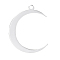 304 Stainless Steel Pendants, Moon Charm, Stainless Steel Color, 26x20mm