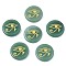 Natural Green Aventurine Cabochons, Flat Round with Eye of Ra/Re Pattern, 25x5mm, about 6pcs/bag