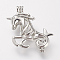Hollow Brass Locket Pendants, Cage Pendants, Unicorn/Horse, Platinum, 35x34x10mm, Hole: 3mm, Inner Measure: 24x10mm