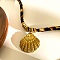 304 Stainless Steel Pendant Leopard Print Flannel Cord Necklaces, Golden, Shell Shape, 16.26 inch(41.3cm)