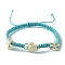Ocean Theme Starfish Tortoise Synthetic Turquoise Beaded Anklets for Women, Nylon Cord Braided Adjustable Bracelets, Floral White, Inner Diameter: 2-1/2~3-3/4 inch(6.3~9.6cm)