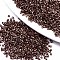 11/0 Grade A Glass Seed Beads, Cylinder, Uniform Seed Bead Size, Metallic Colours, Coconut Brown, 1.5x1mm, Hole: 0.5mm, about 20000pcs/bag