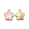 Alloy Enamel Pandants, Lead Free & Cadmium Free, Light Gold, Flower Charm, Pink, 16x13.5x3mm, Hole: 1.4mm