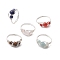 Copper Wire Wrapped Natural Gemstone Round Beaded Finger Rings for Women, 8mm, US Size 8 1/2(18.5mm)