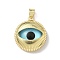 Brass Resin Pendants, Flat Round with Eye, Long-Lasting Plated, Rack Plating, Cadmium Free & Lead Free, Real 18K Gold Plated, 24x21.5x7mm, Hole: 5x4mm