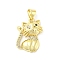Brass Micro Pave Cubic Zirconia Pendants, Cadmium Free & Lead Free, Cat Shape, Black, 20x17x4.7mm, Hole: 5x3.5mm