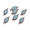 Alloy Rhinestone Links connectors, Cadmium Free & Lead Free, with Enamel, Grade A, Horse Eye, Evil Eye, Deep Sky Blue, Gunmetal, 26x10x2mm, Hole: 2mm